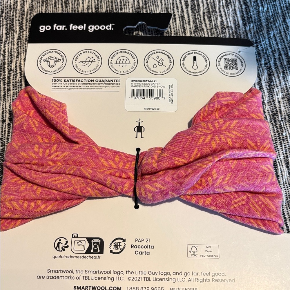 Smartwool Neck Gaiter Kids Merino Wool Thermal Pink Winter Snow Outdoor NWT - Picture 4 of 4